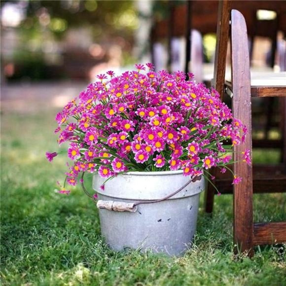 6Bundles Outdoor Artificial Daisies FakeFlowers UVResistant Shrubs,Faux Greenery - Picture 3 of 7